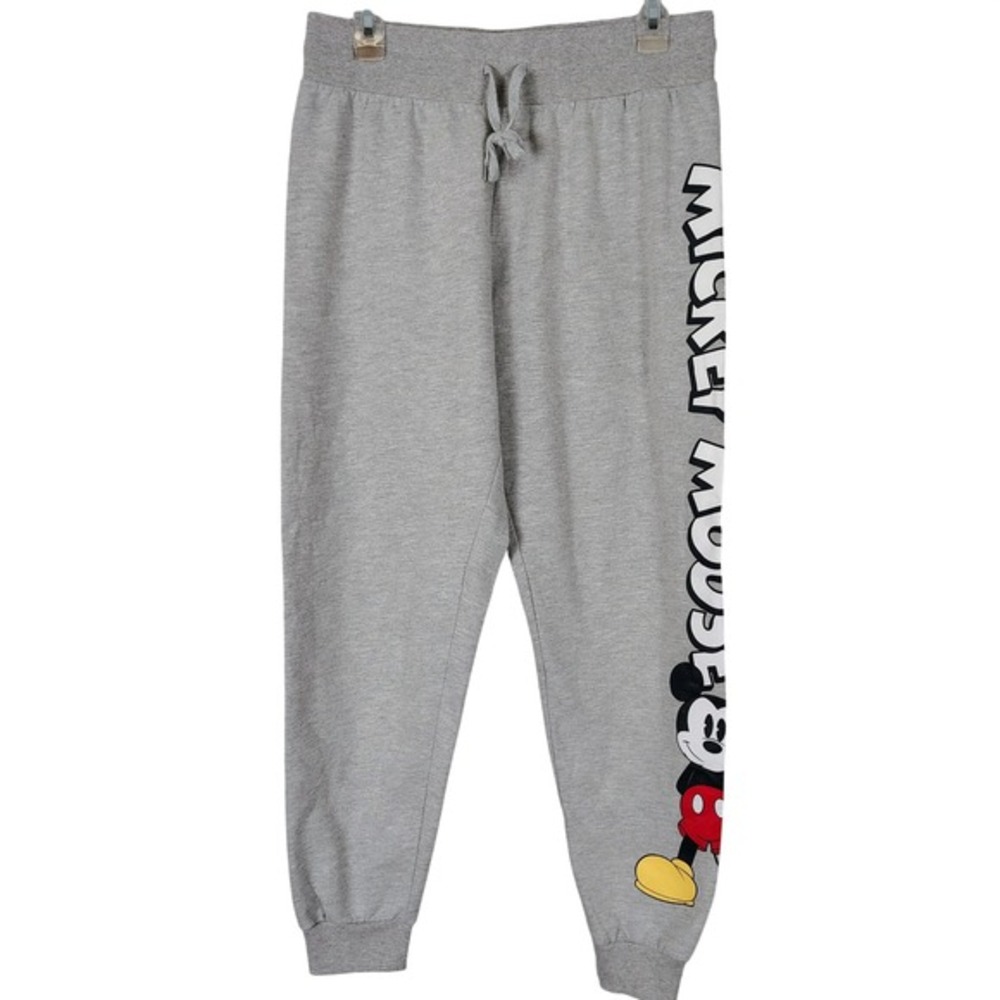 Disney Mickey Mouse Gray Graphic Jogger Sweatpants Mens Medium Heather Gray‎